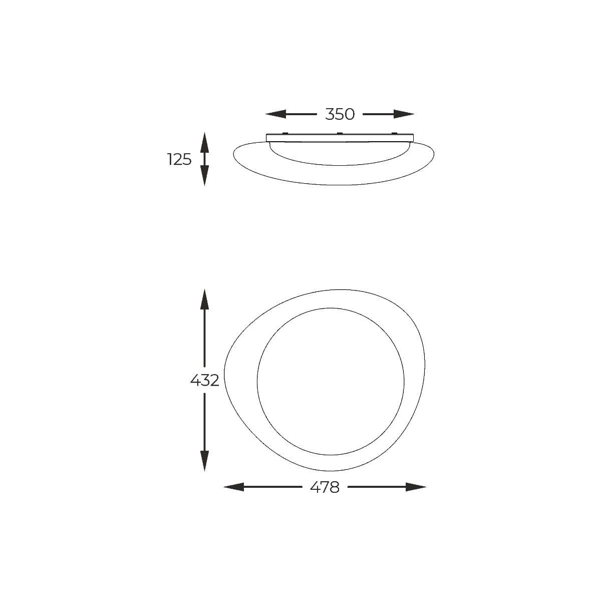 Plafon Aura w kolorze białym z jedną diodą LED o mocy 24W. Okrągły, płaski kształt z wymiarami 350 mm średnicy i 125 mm wysokości, idealny do montażu sufitowego. Prosty design pasujący do nowoczesnych wnętrz.