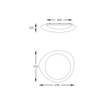 Plafon Aura w kolorze białym z jedną diodą LED o mocy 24W. Okrągły, płaski kształt z wymiarami 350 mm średnicy i 125 mm wysokości, idealny do montażu sufitowego. Prosty design pasujący do nowoczesnych wnętrz.