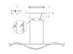 Lampa wisząca Isabel LED 2-punktowa w kolorze chromu. Zestaw składa się z dwóch źródeł światła zamontowanych na prostokątnej podstawie. Widok z góry, pokazujący sposób montażu oraz okablowanie. Prosty design, idealna do nowoczesnych wnętrz.