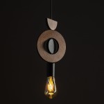 Drops Wood D lampa wisząca 1xE27 czarna/ciemne drewno 11176