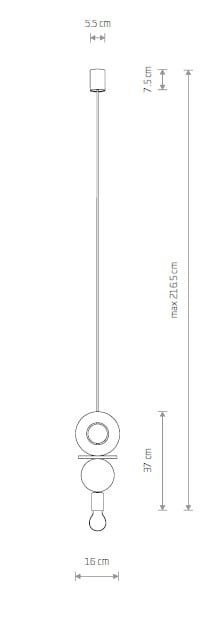 Lampa wisząca Drops Wood C z oprawką E27, w kolorze czarnym z elementami z ciemnego drewna. Wymiary: wysokość maks. 216,5 cm, średnica 16 cm. Prosty, nowoczesny design z kulistym detalem.