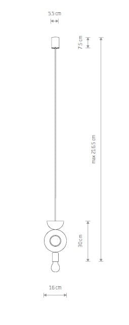 Lampa wisząca Drops Wood F z oprawą w kolorze czarnym i złotym, z jednym gniazdem E27. Wymiary: wysokość 30 cm, średnica 16 cm, długość kabla 75 cm. Prosta forma, z okrągłym elementem w złotym wykończeniu.