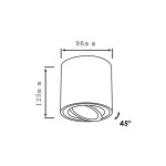 Lampa sufitowa Devo w kolorze białym, w kształcie tuby, z jedną oprawą GU10. Wymiary: średnica 96 mm, wysokość 125 mm. Możliwość regulacji kąta nachylenia o 45°. Prosta konstrukcja, idealna do nowoczesnych wnętrz.