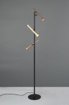Lampa podłogowa Fiato w kolorze czarnym, z trzema głowicami LED w odcieniach białym, miedzianym i złotym. Stojąca konstrukcja z okrągłą podstawą, z przewodem elektrycznym. Wysokiej jakości materiał, nowoczesny design.