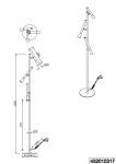 Lampa podłogowa Fiato z trzema źródłami LED o mocy 9W, w kolorze czarnym z wielokolorowymi akcentami. Stojąca konstrukcja z okrągłą podstawą, wysokość 150 cm, z regulowanymi ramionami o średnicy 19 mm.