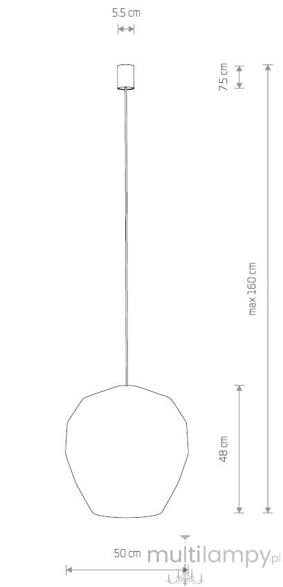 Czarna lampa wisząca Haiti Black M z miejscem na żarówkę E27. Geometryczny kształt o średnicy 50 cm i wysokości 48 cm, zawieszona na cienkim przewodzie do maksimum 160 cm. Prosta, nowoczesna forma z minimalistycznym kloszem.