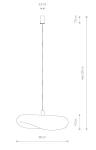 Lampa wisząca Havana M z białym kloszem w naturalnym kolorze, o wymiarach 60 cm długości i 40 cm szerokości, zawieszona na cienkim kabelku. Wysokość regulowana do 160 cm, idealna do nowoczesnych wnętrz.
