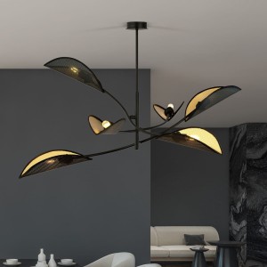 Lotus lampa sufitowa 6-punktowa czarna/złota 1106/6