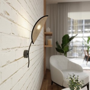 Lotus kinkiet 1-punktowy czarny/rattan 1108/K1