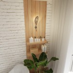 Czarny kinkiet Lotus 1-punktowy z rattanowym detalem, zamontowany na tle drewnianej płyty. Obok widoczne półki z dekoracjami, książkami i rośliną. Jasne tło z białej cegły i zasłony w kremowym odcieniu.