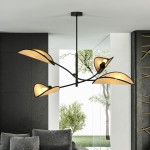 Lotus lampa sufitowa 4-punktowa czarna/rattan 1108/4