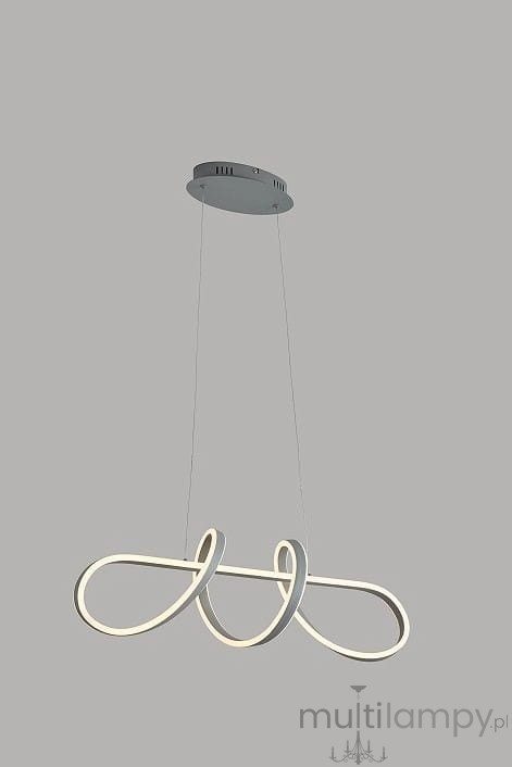 Lampa wisząca Trevance 1xLED/56W w kolorze szarym, z oprawą w kształcie falistych linii. Zawieszona na cienkich linkach, z okrągłą, metalową podstawą. Świetlówka LED emitująca ciepłe światło, idealna do nowoczesnych wnętrz.