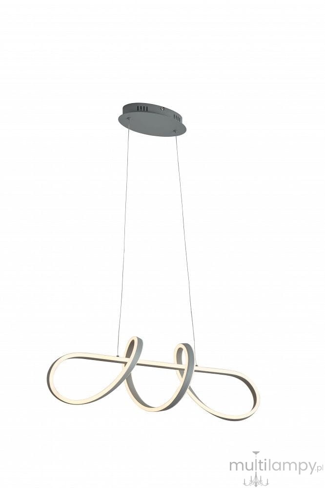 Lampa wisząca Trevance 1xLED/56W w kolorze szarym, o nowoczesnym, falistym kształcie. Zawieszona na cienkich linkach, z okrągłym mocowaniem sufitowym. Idealna do oświetlenia przestrzeni wewnętrznych.
