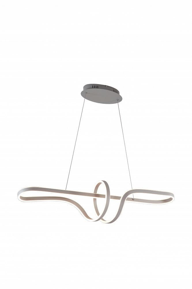 Lampa wisząca Trevance w kolorze szarym, z 1xLED/72W. Posiada nowoczesny kształt z falującymi elementami, zawieszona na cienkich linkach z okrągłym mocowaniem sufitowym, idealna do nowoczesnych wnętrz.