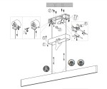 Lampa wisząca Galway w kolorze niklowym, z jedną żarówką LED 35W. Pokazuje instrukcję montażu z widocznymi elementami mocującymi i regulacyjnymi, z ręką trzymającą obudowę. Ujęcie z góry, na białym tle.