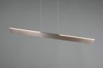 Lampa wisząca Galway w kolorze niklu, z prostokątnym, płaskim kloszem LED o mocy 35W. Zawieszona na przezroczystych linkach, z delikatnym podświetleniem wzdłuż krawędzi. Idealna do nowoczesnych wnętrz. Tło szare, minimalistyczne.