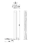 Lampa podłogowa Karuni w kolorze czarnym z jasnym drewnem, o wysokości 121 cm i szerokości 10 cm. Prosty, prostokątny kształt z dekoracyjnym wzorem na boku. Zastosowanie żarówki E27. Kabel z włącznikiem na długości 1,8 m.