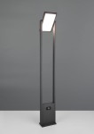 Lampa ogrodowa Malawi H101 z czujnikiem ruchu, wykonana z metalu w kolorze czarnym, z prostokątnym kloszem LED, o mocy 5W. Wodoszczelność IP65, wysoka trwałość, ustawiona pionowo na płaskiej podstawie. Idealna do oświetlenia przestrzeni zewnętrznych.