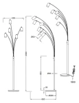 Lampa podłogowa Marley z pięcioma źródłami światła GU10, w kolorze niklowym. Konstrukcja z elastycznymi ramionami, wysokość 200 cm, szerokość 55 cm. Stabilna podstawa o średnicy 28 cm. Idealna do nowoczesnych wnętrz.