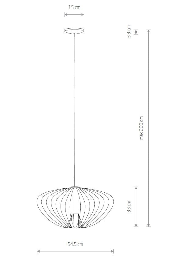Lampa wisząca Pumpkin M w kolorze jasnoszarym, o średnicy 54,5 cm i wysokości 33 cm, z zawieszeniem max 200 cm. Posiada 1 gniazdo GU10, z ażurową konstrukcją w formie falistej, zawieszona na cienkim kabelku.