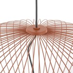 Lampa wisząca Pumpkin M z ceglastego metalu, w kształcie okrągłej siatki, z pojedynczym trzonkiem GU10. Ujęcie z góry, pokazujące detal mocowania i cienkie pręty tworzące konstrukcję. Idealna do nowoczesnych wnętrz.