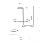 Lampa wisząca Circolo D125 w kolorze oliwkowym, z trzema okrągłymi źródłami światła LED o mocy 45W i temperaturze 3000K. Wymiary: średnica 125 cm, wysokość regulowana do 140 cm, z prostym, minimalistycznym designem.