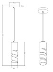 Lampa wisząca Stream w kolorze kawy z jednym gniazdem GU10. Okrągła podsufitka o średnicy 12 cm, zawieszenie o długości 150 cm. Klosz spiralny, średnica 7,5 cm, wysokość 28 cm. Prosty, nowoczesny design, idealna do różnych wnętrz.