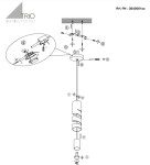 Lampa wisząca Stream 1xGU10 w białym kolorze. Okrągły sufitowy uchwyt z długim przewodem. Zawiera spiralny klosz z przezroczystym elementem, idealna do nowoczesnych wnętrz. Ujęcie z boku, detale montażowe widoczne.