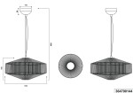 Beżowa lampa wisząca Svea 1xE27 o geometrycznym kształcie, z cienkimi metalowymi prętami tworzącymi klosz. Ujęcie frontalne pokazuje długość 1500 mm i szerokość 610 mm, z widocznym mocowaniem sufitowym. Idealna do nowoczesnych wnętrz.