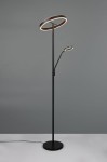 Lampa podłogowa Willis w kolorze czarnym, z dwoma źródłami LED o mocy 44,5W. Posiada okrągły klosz u góry i mniejszy przy podstawie, stojąca na okrągłej podstawie. Prosta, nowoczesna forma, na jednolitym szarym tle.