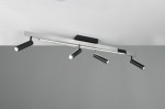 Lampa sufitowa Zeno w kolorze czarnym i aluminium z pięcioma reflektorami LED o mocy 34W, montowana na suficie. Reflektory są w pozycji poziomej, skierowane w różnych kierunkach, a lampa wyposażona jest w pilot do zdalnego sterowania.