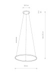 Lampa wisząca Circolo D60 w kolorze oliwkowym, z jednym źródłem światła LED o mocy 21W i temperaturze barwowej 3000K. Kształt stożkowy, średnica 60 cm, wysokość regulowana do 140 cm, z minimalistycznym mocowaniem sufitowym.