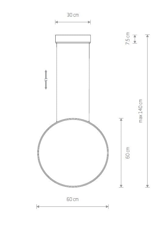 Lampa wisząca Circolo D60 z jednolitym okrągłym kloszem w kolorze oliwkowym, średnica 60 cm, wysokość 60 cm (maks. 140 cm z zawieszeniem). Posiada źródło LED o mocy 21W i temperaturze barwowej 3000K. Prosty, nowoczesny design.