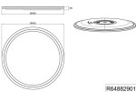Plafon Cora 2xLED/17,5W w kolorze białym, okrągły, o średnicy 450 mm i wysokości 30 mm. Widok z góry i z boku, ukazujący prostą, gładką powierzchnię oraz miejsce montażu. Idealny do nowoczesnych wnętrz.