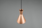Lampa wisząca Enzo D20 w kolorze kawowym, wykonana z metalu. Ma stożkowaty kształt z wąskim otworem u góry. Zawieszona na czarnym przewodzie, widok z góry. Idealna do nowoczesnych wnętrz.