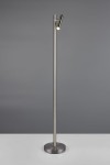 Lampa podłogowa Gomez w kolorze tytanowym, z jedną głowicą LED o mocy 3W. Stojąca konstrukcja ma okrągłą podstawę i smukły, prosty kształt. Ujęcie frontalne, na jednolitym tle.