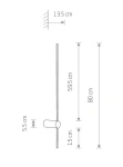 Kinkiet Saber 80 w kolorze białym, wykonany z metalu i szkła, z jedną diodą LED o mocy 11W i barwie 3000K. Wysokość 80 cm, szerokość 13,5 cm, z cylindrycznym elementem o średnicy 5,5 cm na wysokości 15 cm. Prosty, nowoczesny design.