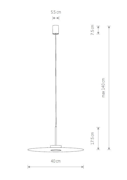 Lampa wisząca Simone w kolorze szałwii, z pojedynczym źródłem światła GX53. Okrągła podsufitka o średnicy 5,5 cm, długość zawieszenia do 140 cm, średnica klosza 40 cm, wysokość 17,5 cm. Prosty design, idealna do nowoczesnych wnętrz.
