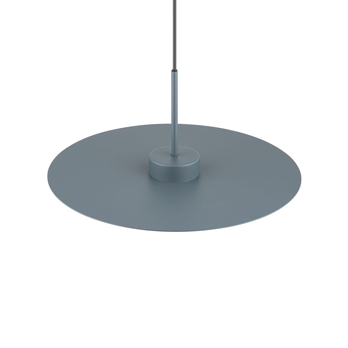 Lampa wisząca Simone 1xGX53 w kolorze niebieskim, z okrągłym, płaskim kloszem i metalowym mocowaniem. Ujęcie z dołu pokazuje elegancki design i minimalistyczny kształt, idealna do nowoczesnych wnętrz.