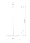 Lampa wisząca Simone 1xGX53 w kolorze niebieskim. Okrągły klosz o średnicy 40 cm, zawieszony na cienkim, regulowanym drucie. Wysokość lampy maksymalna 140 cm, minimalna 17,5 cm. Prosty design, idealna do nowoczesnych wnętrz.