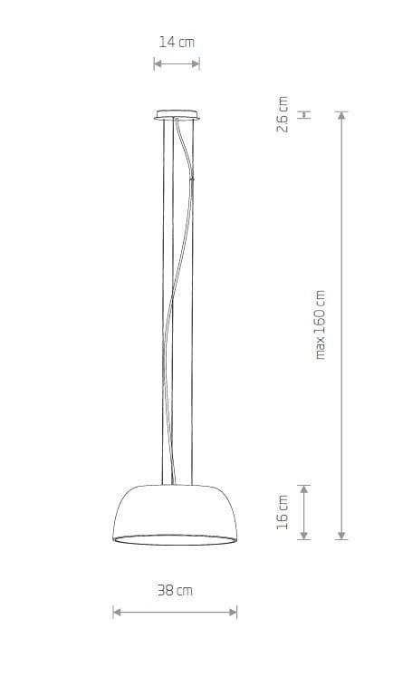 Lampa wisząca Satellite S w kolorze grafitowym, z trzema oprawkami E27. Posiada okrągły klosz o średnicy 38 cm i wysokości 16 cm. Wysokość całkowita wynosi maksymalnie 160 cm. Kabel o długości 26,6 cm.