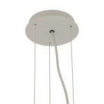 Lampa wisząca Satellite S z trzema miejscami na żarówki E27, w kolorze szarym. Ujęcie z dołu pokazujące okrągłą podstawę i przewody. Elementy montażowe są widoczne, a całość ma prosty, nowoczesny design.