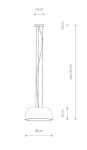 Lampa wisząca Satellite S w kolorze szarym, z trzema gniazdami E27. Okrągła podstawka o średnicy 38 cm oraz wysokość maksymalna 160 cm. Kabel o długości 126 cm, minimalistyczny design, idealna do nowoczesnych wnętrz.