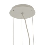 Lampa wisząca Satellite M w kolorze szarym, z okrągłym, płaskim sufitem. Widoczne dwa przewody mocujące. System na 7 żarówek E27. Prosta, minimalistyczna forma, idealna do nowoczesnych wnętrz.