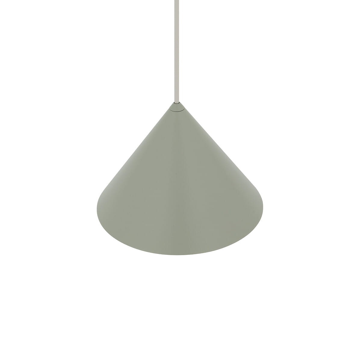 Lampa wisząca Zenith S w kształcie stożka, w kolorze szałwiowym, zawieszona na cienkim przewodzie. Posiada miejsce na jedną żarówkę GU10. Prosty, nowoczesny design, idealna do różnych aranżacji wnętrz.