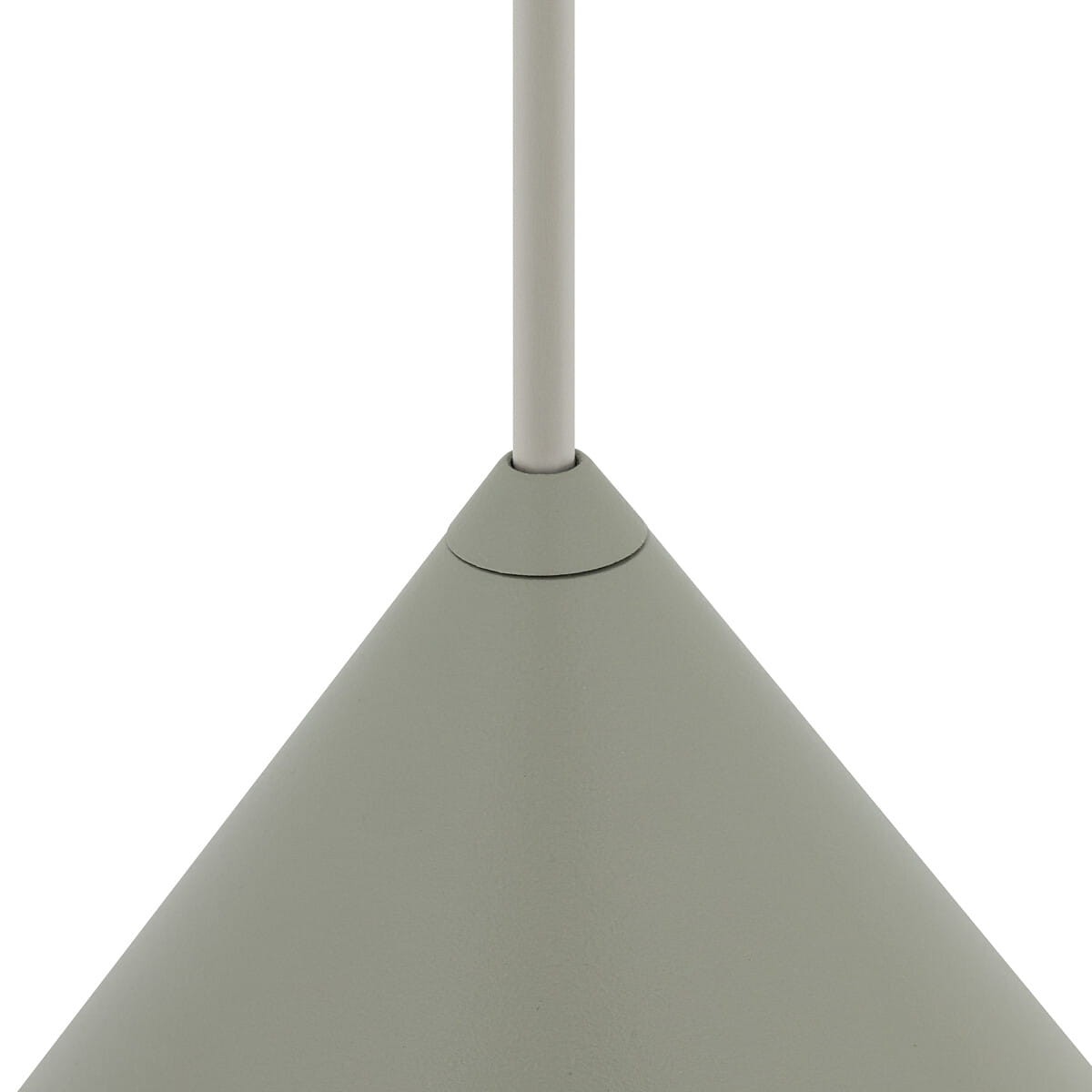 Lampa wisząca Zenith S w kolorze szałwii, wykonana z metalu, o stożkowym kształcie. Ujęcie z góry pokazuje element mocujący i górną część lampy. Idealna do nowoczesnych wnętrz.
