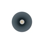 Lampa wisząca Zenith S w kolorze niebieskim, z okrągłym kloszem w matowej fakturze. Ujęcie z góry, ukazujące miejsce na żarówkę GU10. Prosta forma, idealna do nowoczesnych wnętrz.