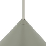 Lampa wisząca Zenith M w kolorze szałwii, z metalowym kloszem w kształcie stożka. Ujęcie z góry, pokazujące detal mocowania i fakturę materiału. Elementy montażowe zakończone cienkim przewodem.