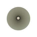 Lampa wisząca Zenith M w kolorze szałwii, z okrągłym kloszem. Ujęcie z góry, widoczny gwint na żarówkę GU10. Matowa powierzchnia klosza z delikatnym wykończeniem. Idealna do nowoczesnych wnętrz.