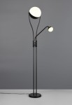 Lampa podłogowa Chris z dwoma źródłami światła LED, o mocy 21,8W, w kolorze czarnym. Posiada dwa okrągłe klosze, z głównym światłem na wysokiej nodze oraz mniejszym na elastycznym ramieniu. Stojąca na okrągłej podstawie, z włącznikiem na korpusie.
